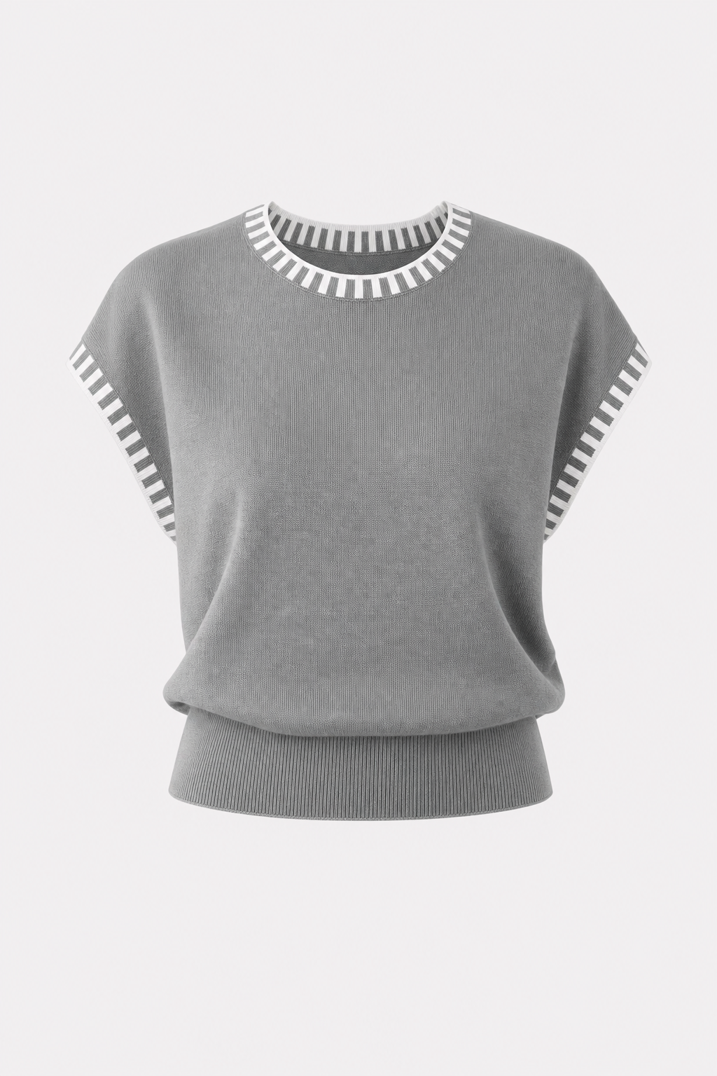 Contrast Trim Cap Sleeve Knit Top - view 11