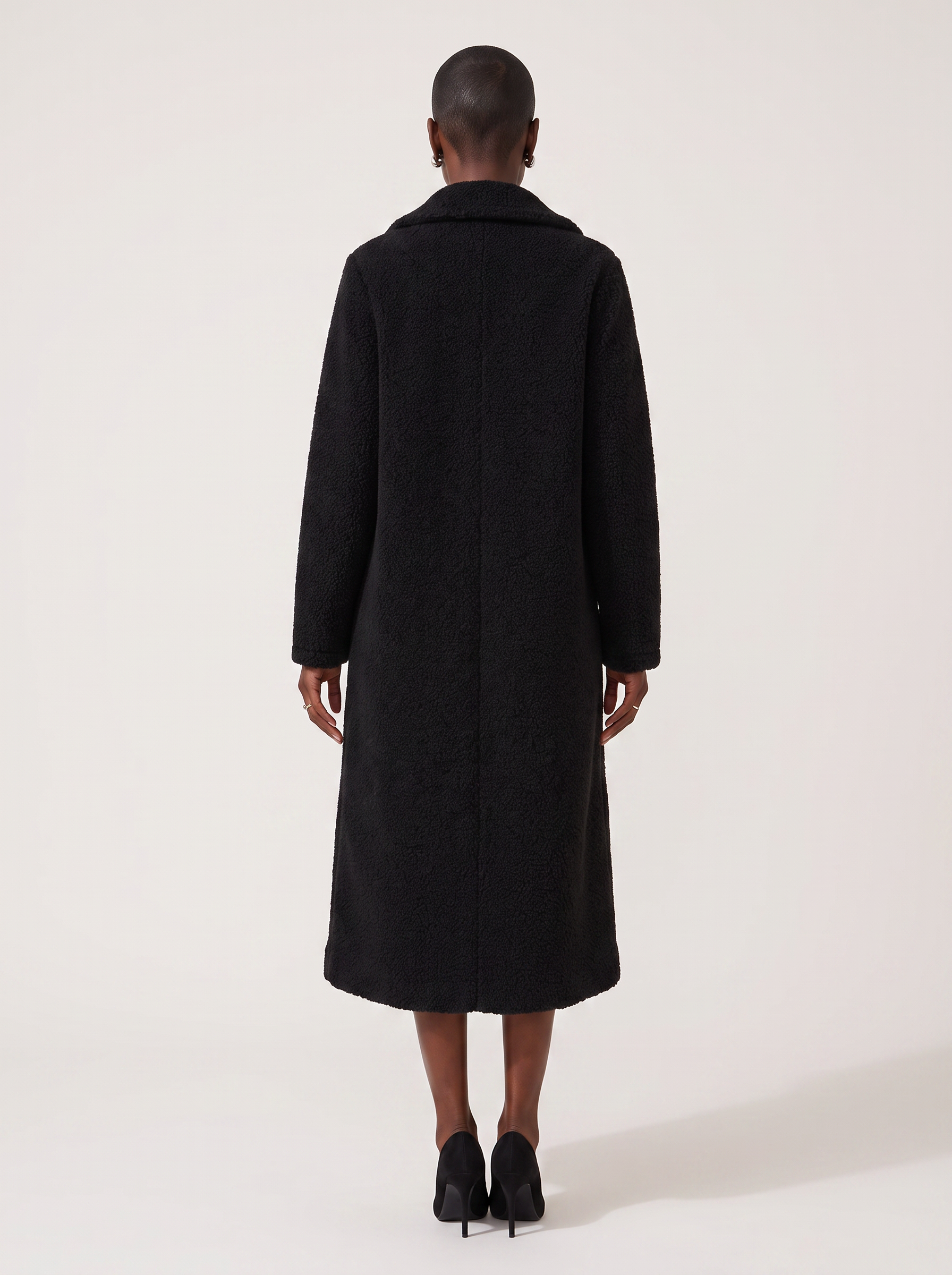 Long double breasted teddy coat with notch lapel - view 5