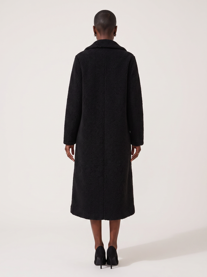 Long double breasted teddy coat with notch lapel - view 5