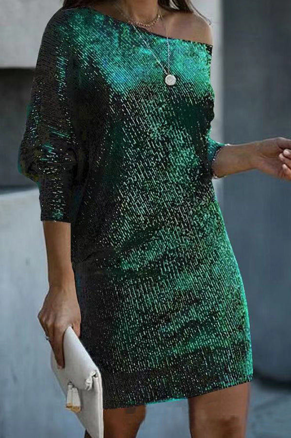 Sequin off-shoulder stretch mini dress - view 4