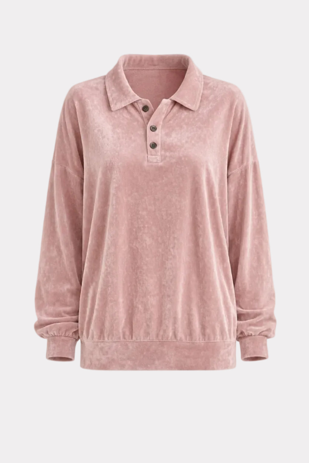 Cotton Pullover with Relaxed Fit and Soft Collar - 1