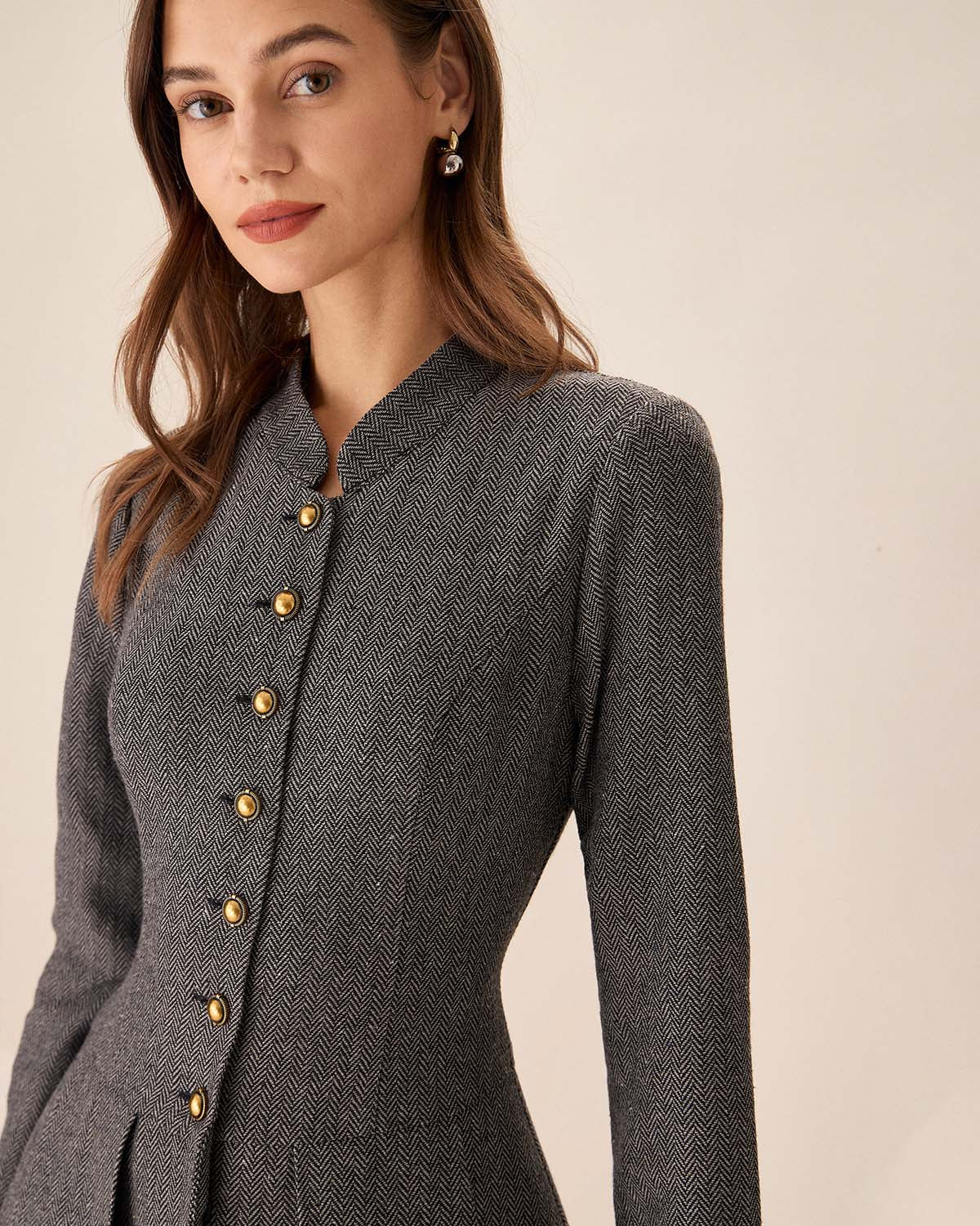 Grey Pleated Button-Front Mini Dress - view 4