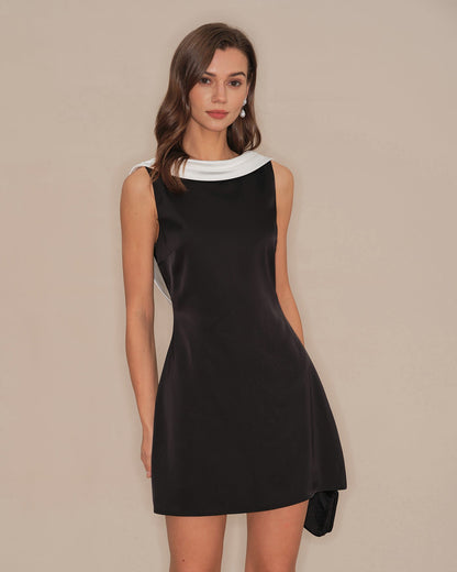 Black Cowl Neck Backless Mini Dress - view 3