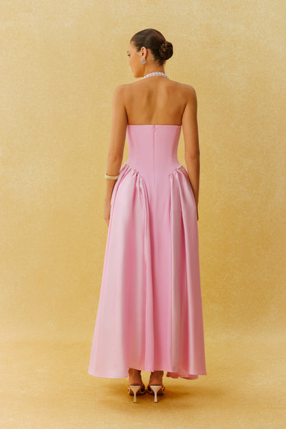 Pearl Halter Maxi Dress With Corset Bodice - view 4