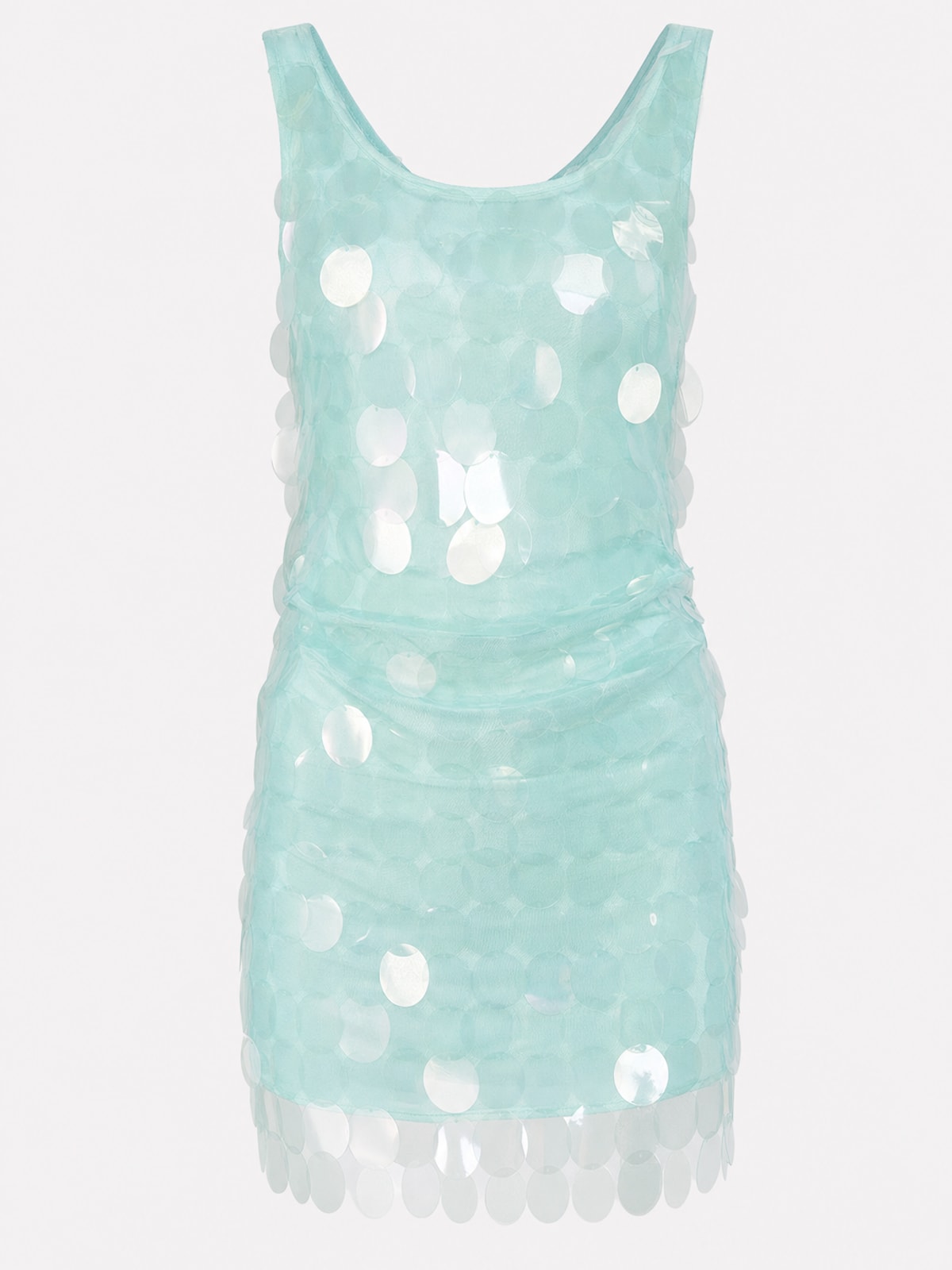 Blue Sequin Mini Dress With Open Back Detail - 1