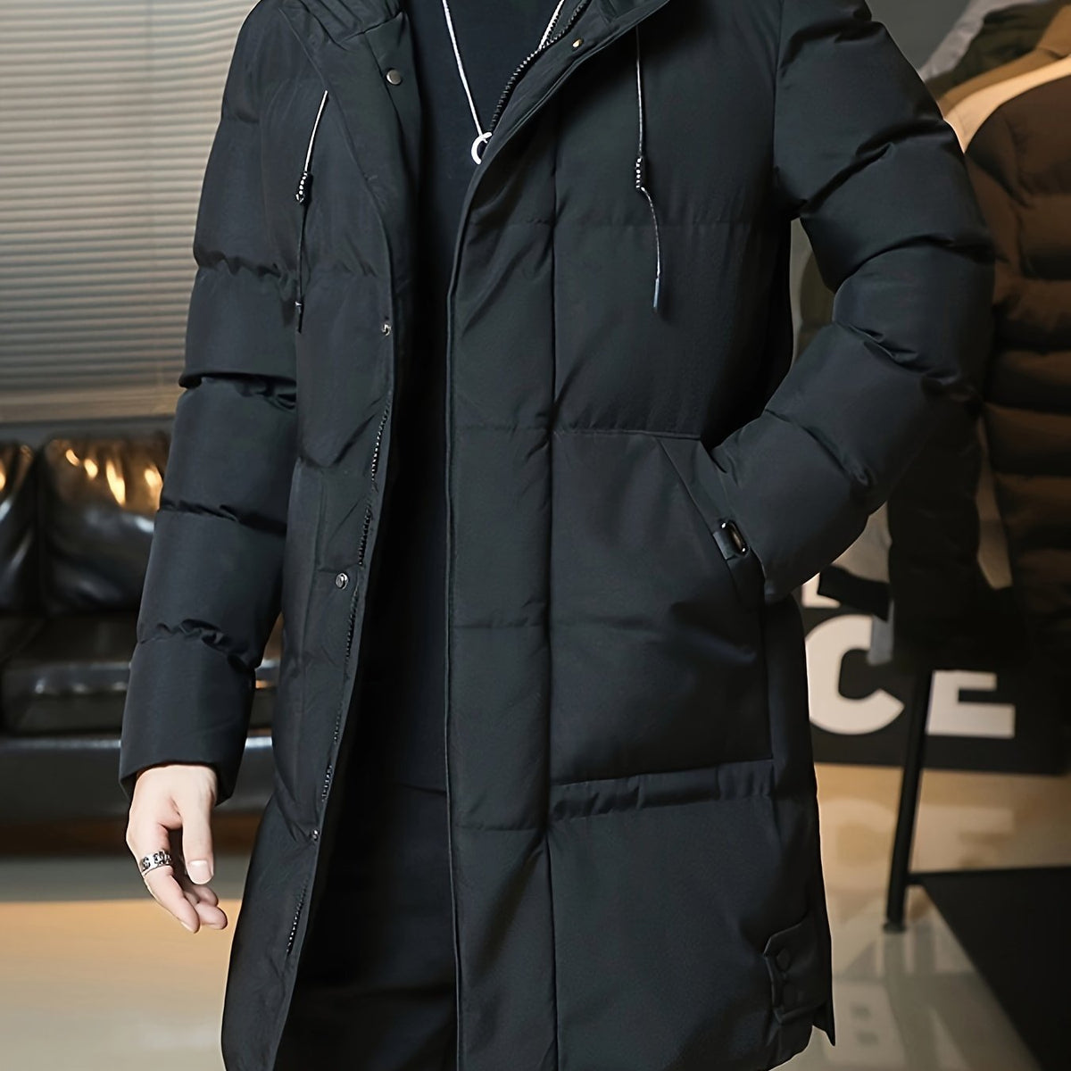 Longline Hooded Padded Coat - view 2