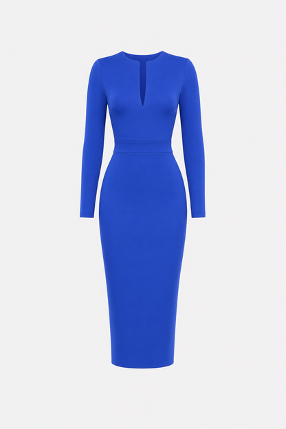 Satin pencil dress with back slit - view 14