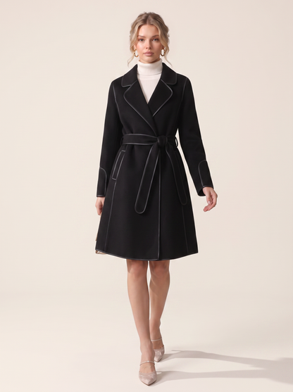Wool blend overcoat with adjustable tie belt - view 7