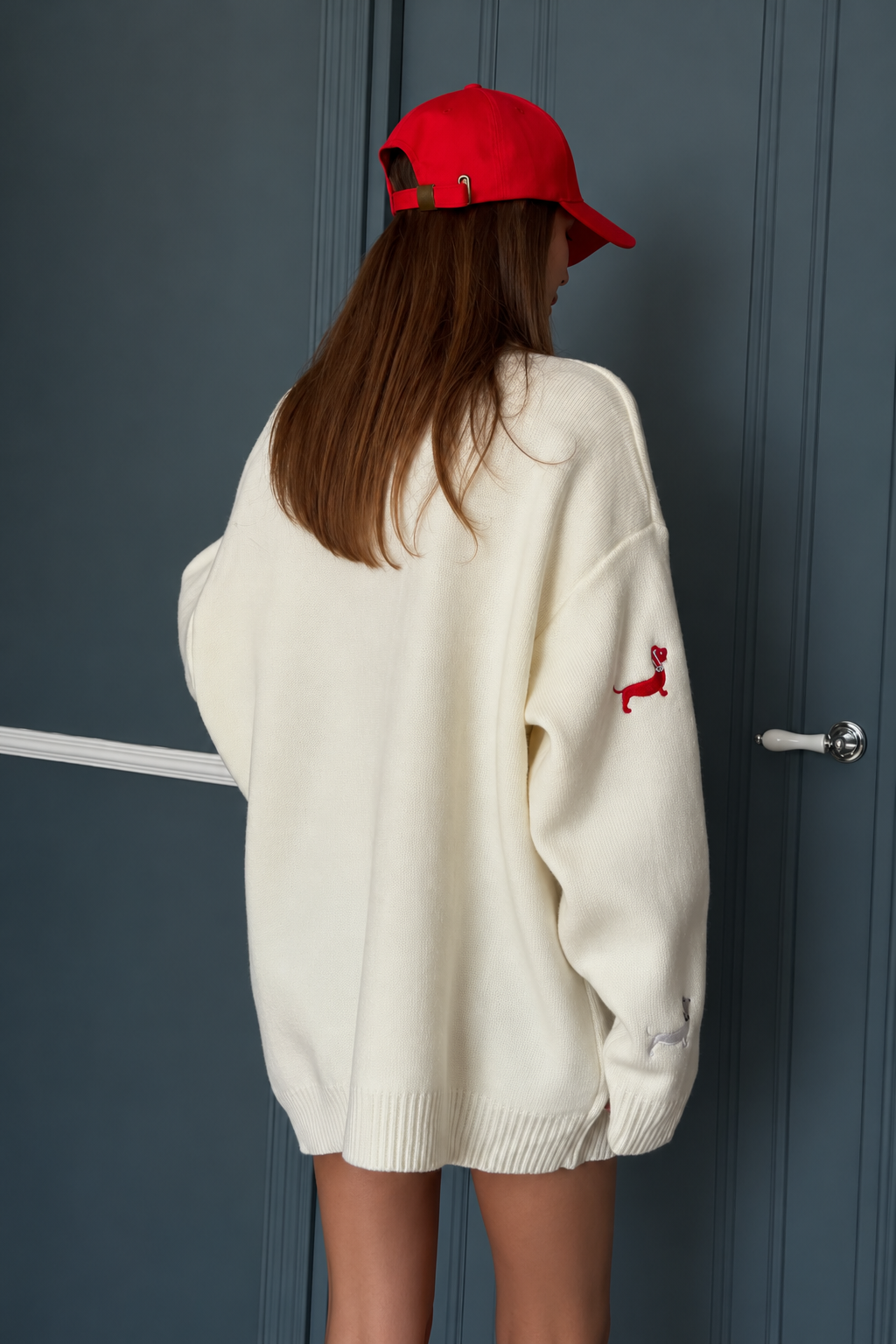 Knit Cardigan Embroidered V-Neck Sweater - 8