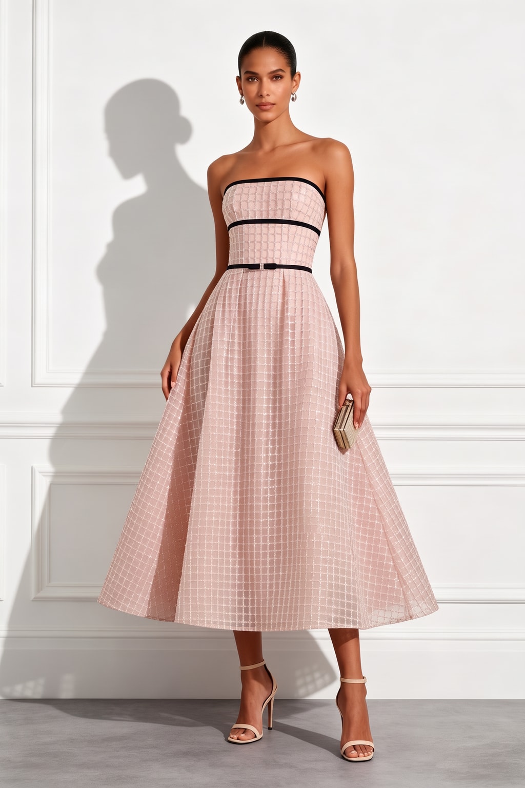 Sequin Strapless A-Line Midi Dress - 5