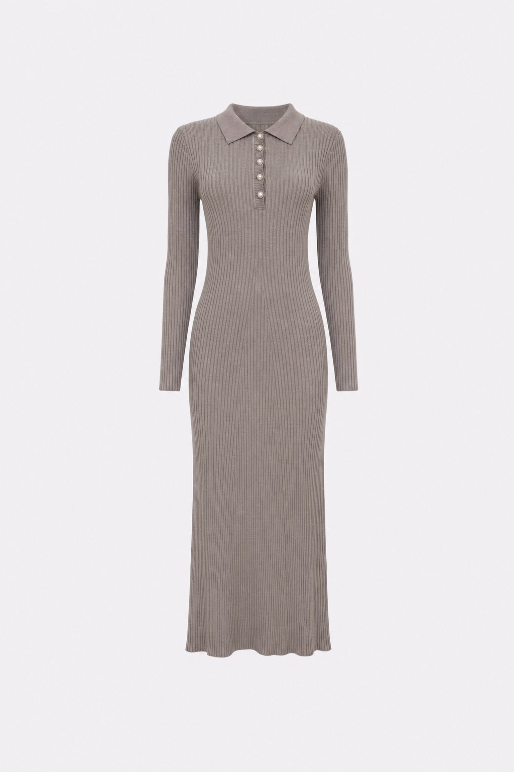 Knit Long Sleeve Bodycon Maxi Dress - 1