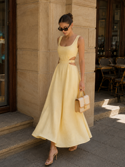 Cotton Linen Cutout Maxi Dress - view 2