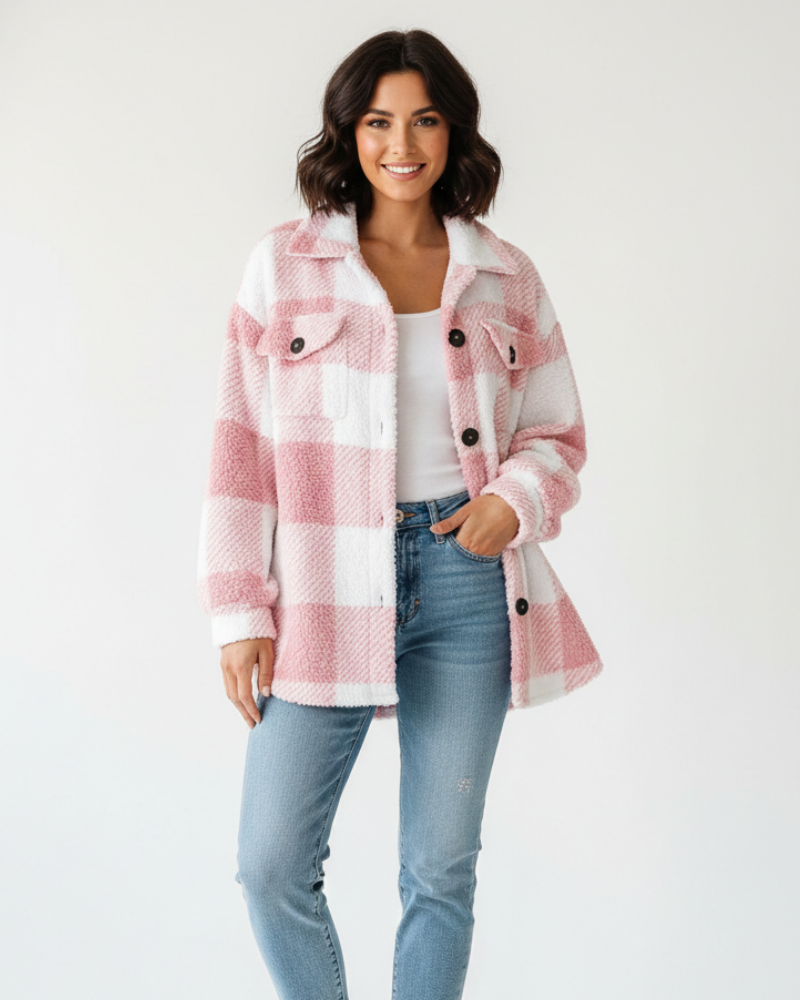 Plush Plaid Winter Jacket - view 2