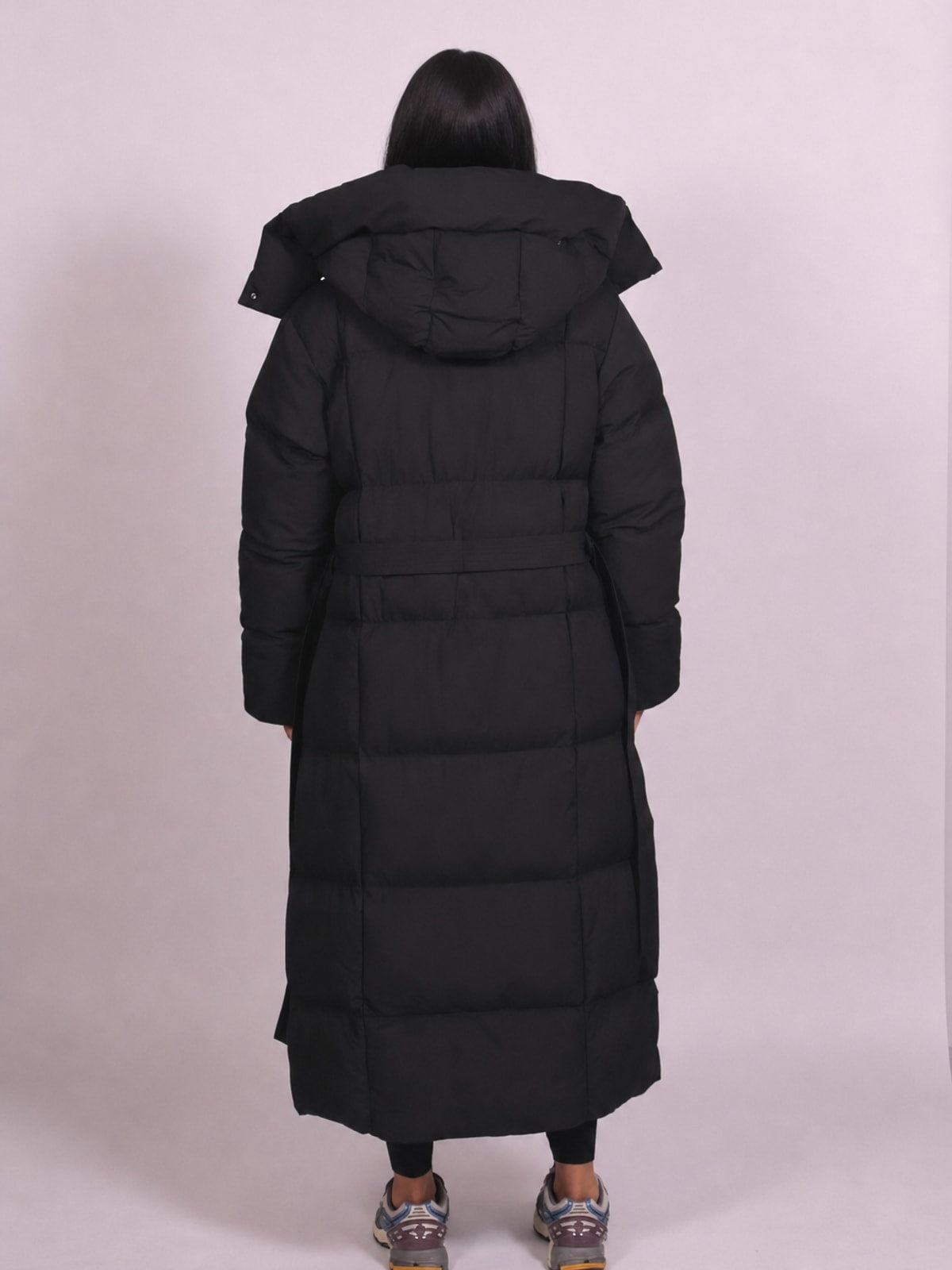 Padded Full Length Coat with Cinched Waist - 5
