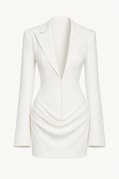 Draped V-Neck Slim Fit Mini Dress