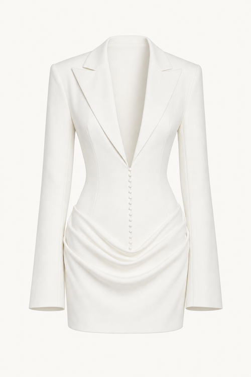 Draped V-Neck Slim Fit Mini Dress