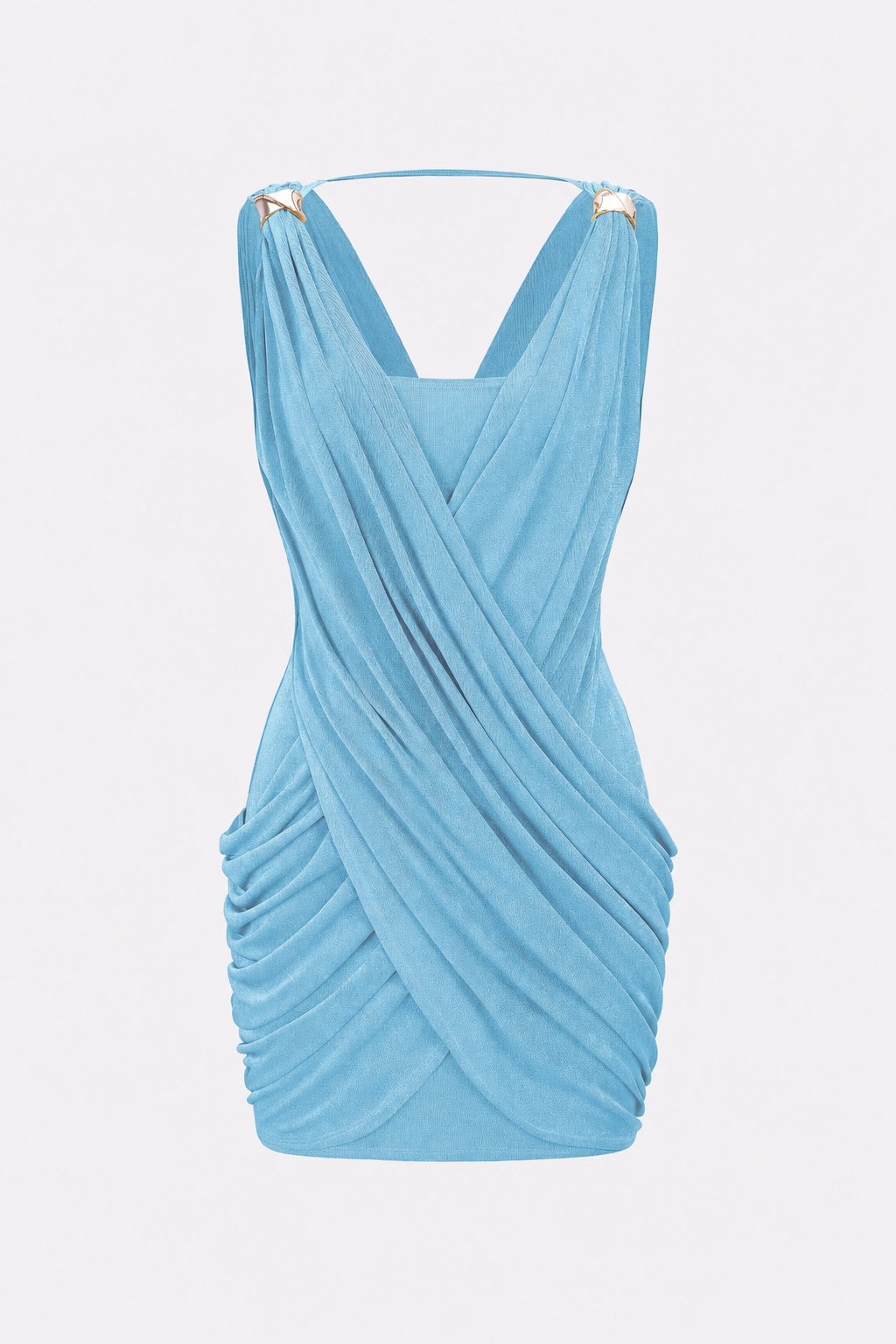 Ruched jersey mini dress with crossover V-neck - view 10