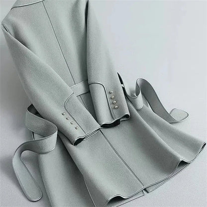 Wool blend overcoat with adjustable tie belt - view 15