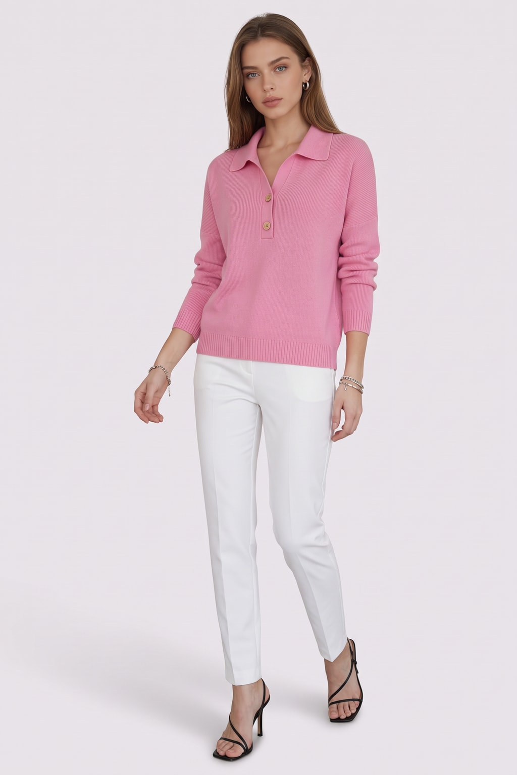 Collared Button Pullover With Relaxed Fit - 3