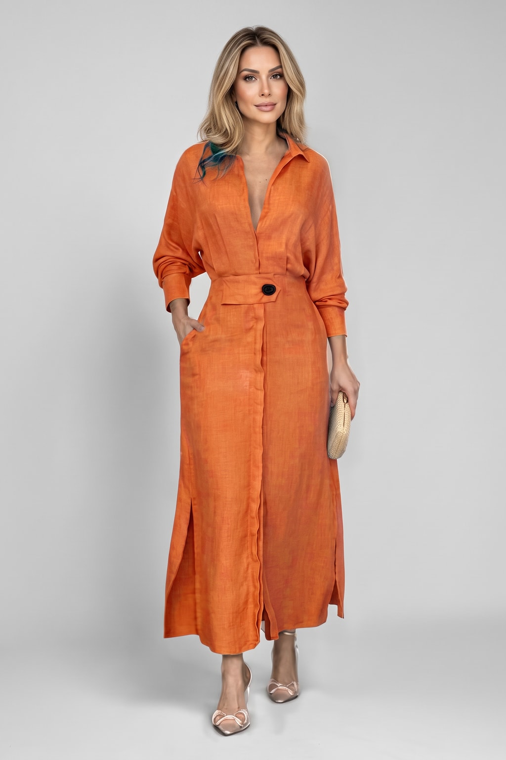 Tied-Waist Shirt Maxi Dress - 13