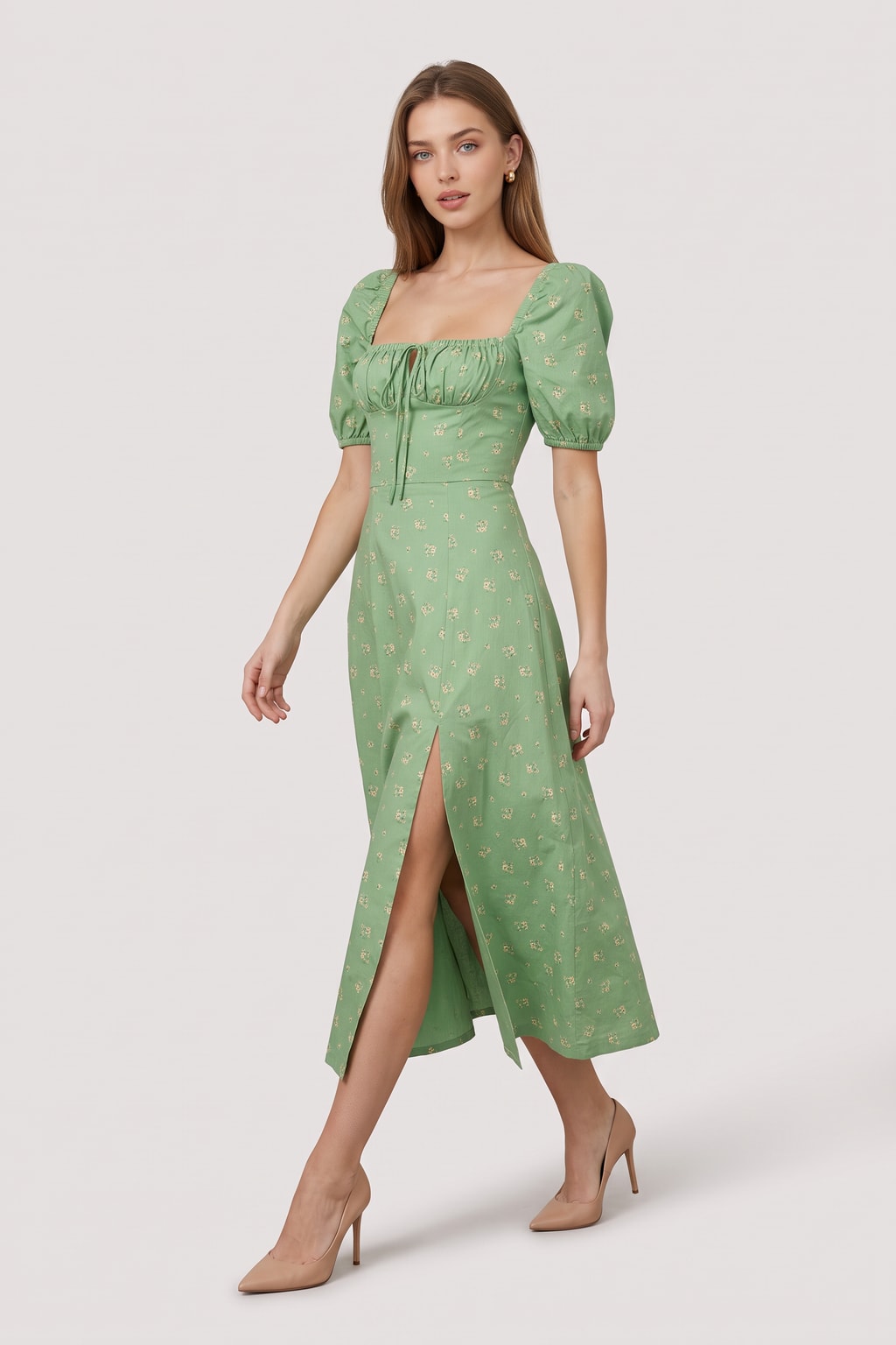 Lightweight Boho Dress with Square Neckline - 3