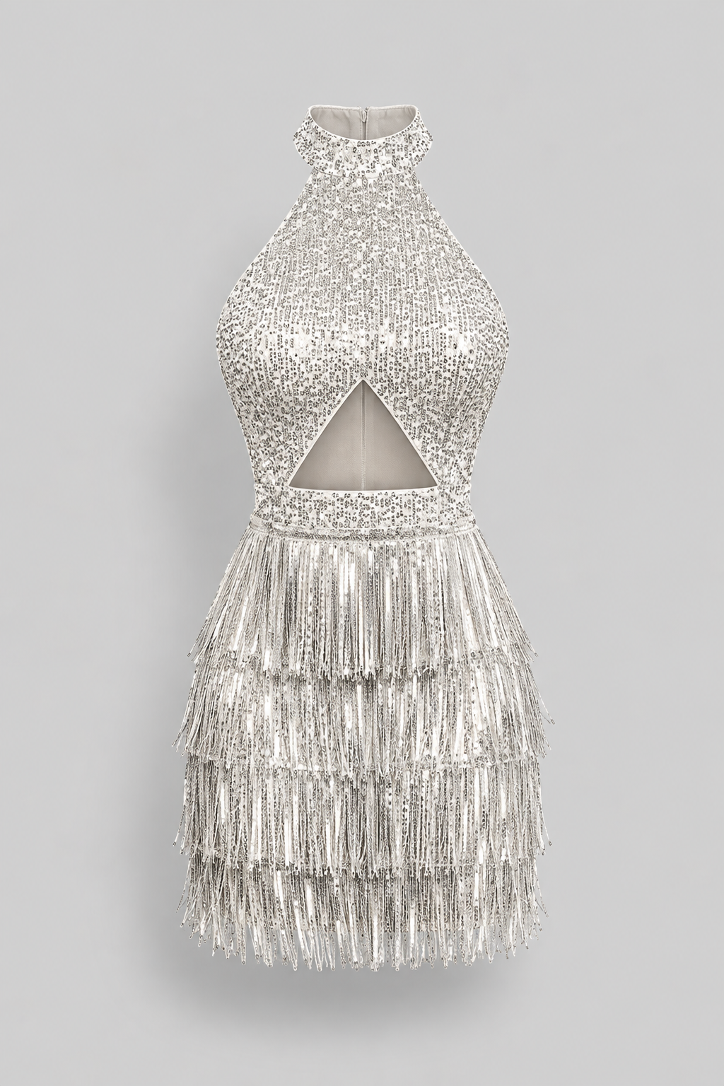 Polyester Sequin Dress With Fringe Detail - 5