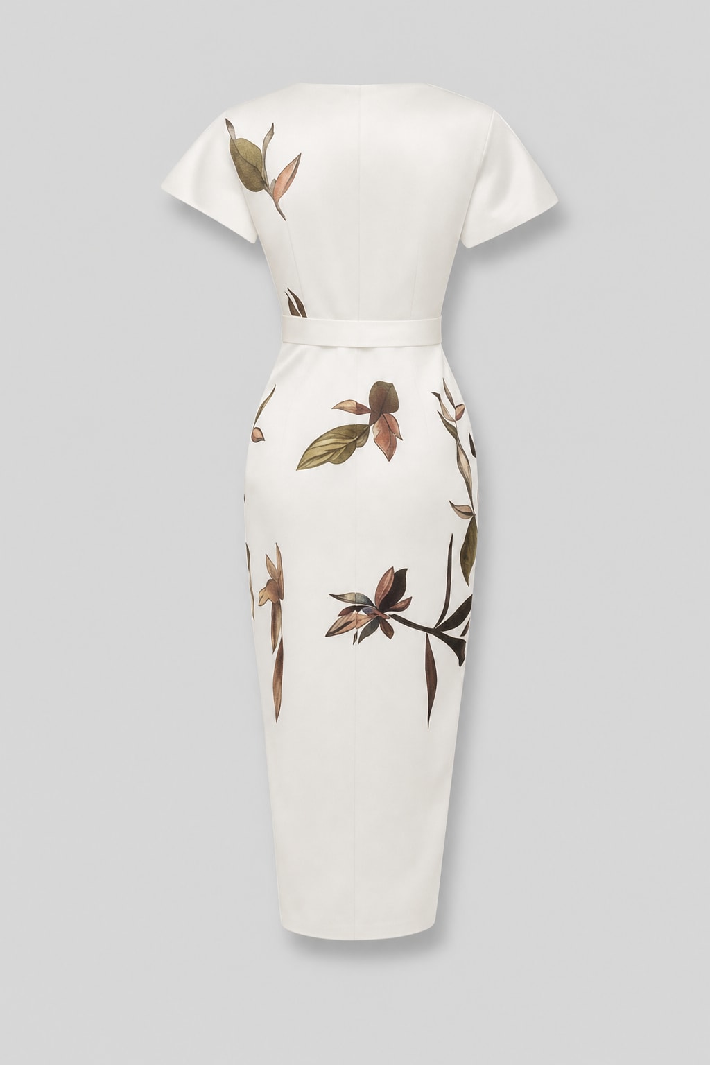 Satin Wrap Midi Dress With Leaf Print - 5