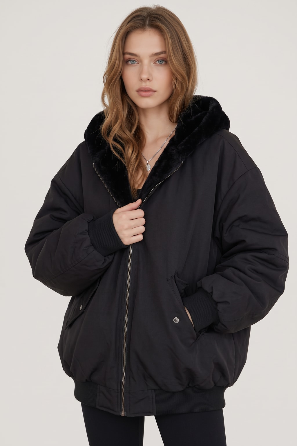Oversized Bomber Jacket With Hooded Utility Style - 2