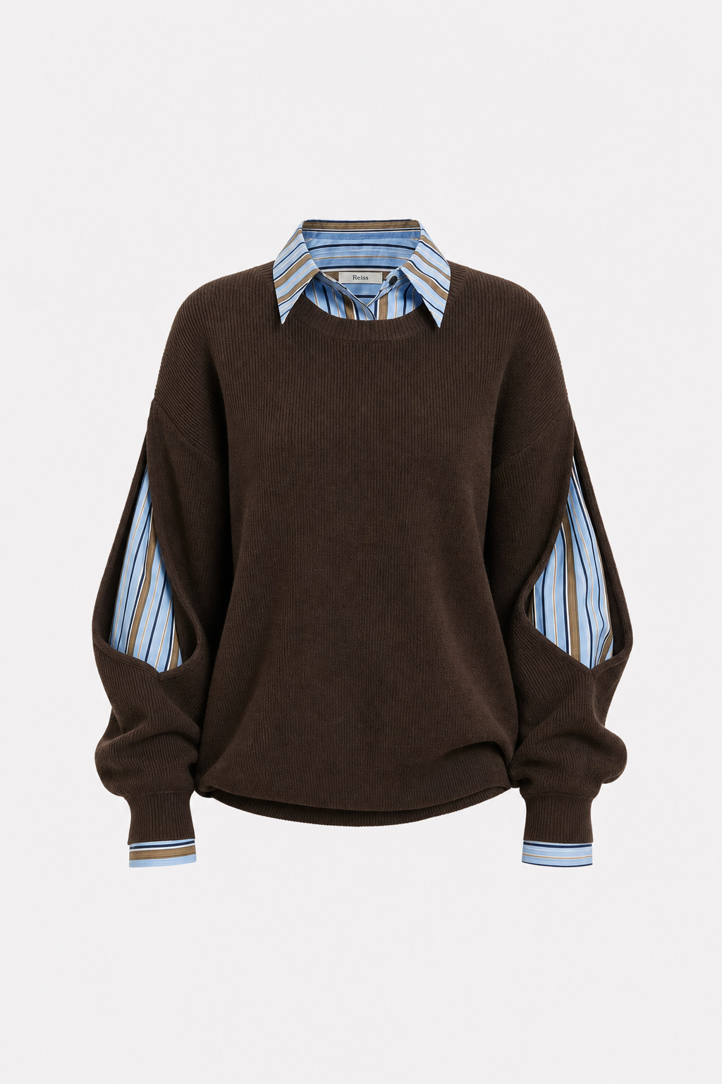 Ribbed Knit Cutout Sweater - 1