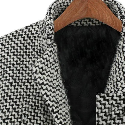 Long Wool Blend Coat in Black and White - view 5