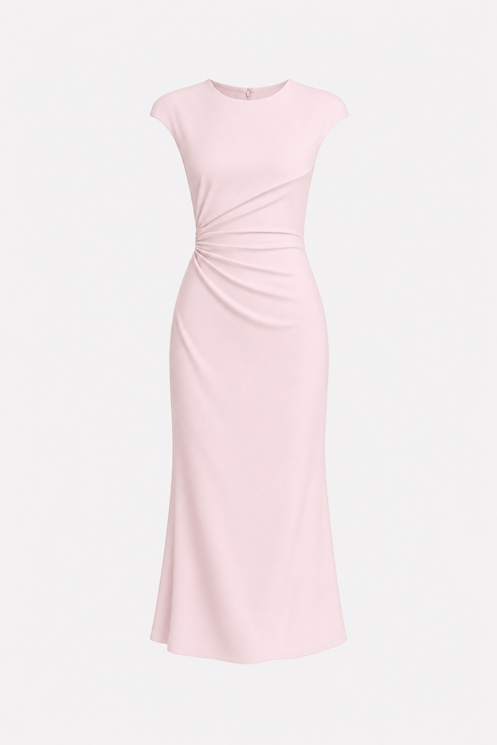 Satin ruched midi dress with cap sleeves - view 7
