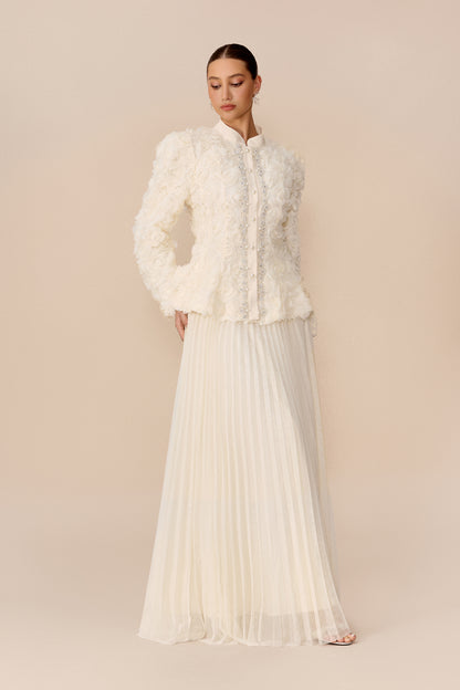 Floral Applique Top and Pleated Tulle Skirt Set - view 2