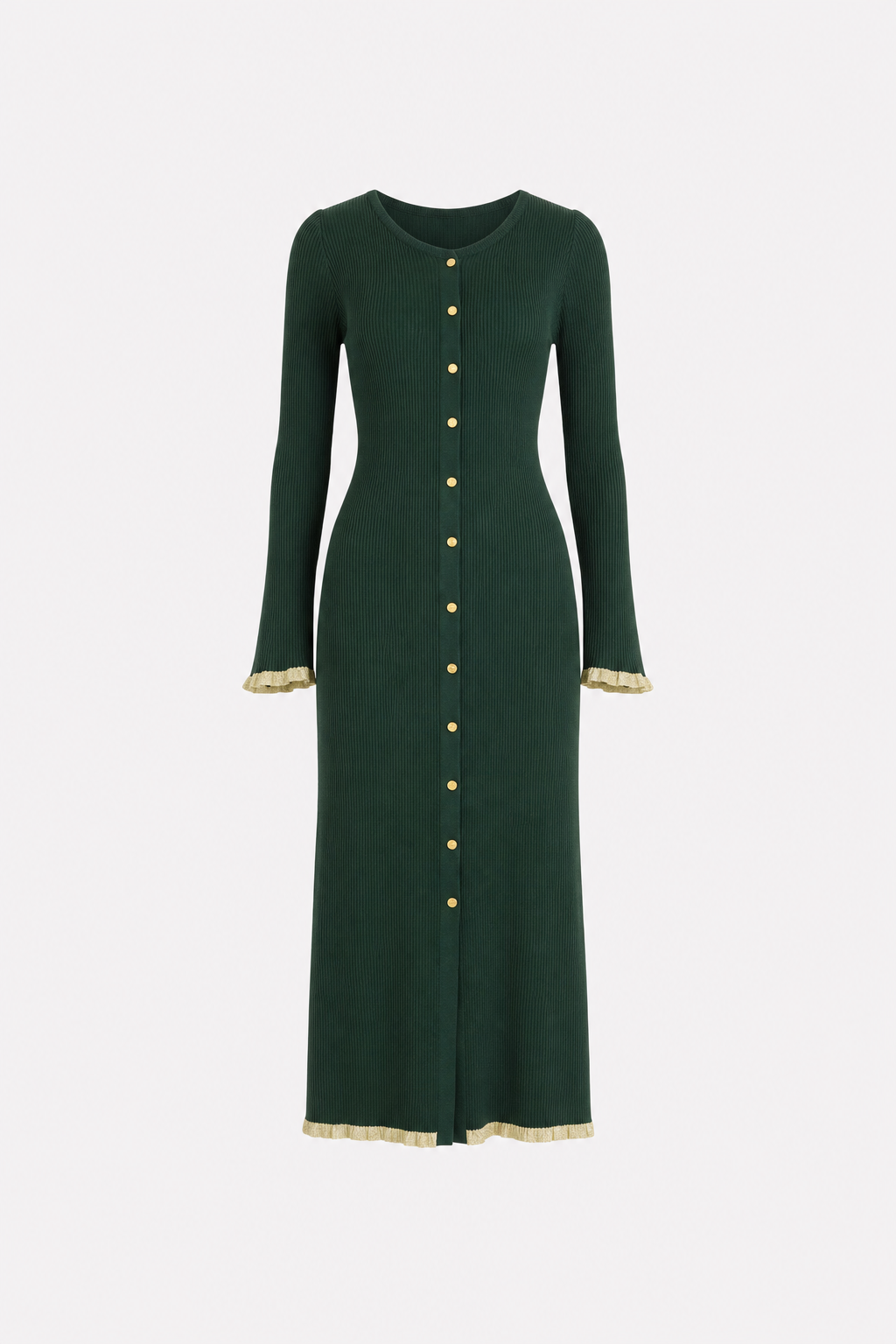 Green Mermaid Knit Dress with Bell Sleeves