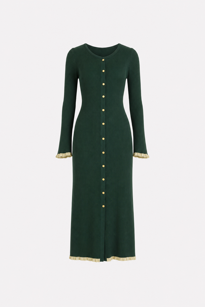 Green Mermaid Knit Dress with Bell Sleeves