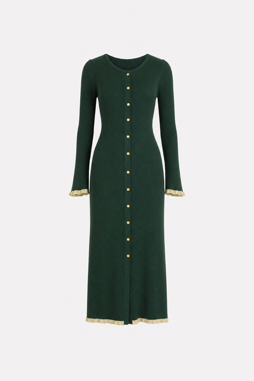 Green Mermaid Knit Dress with Bell Sleeves