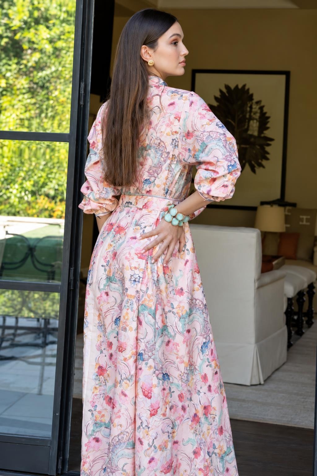 Cotton Linen Floral Dress - 6