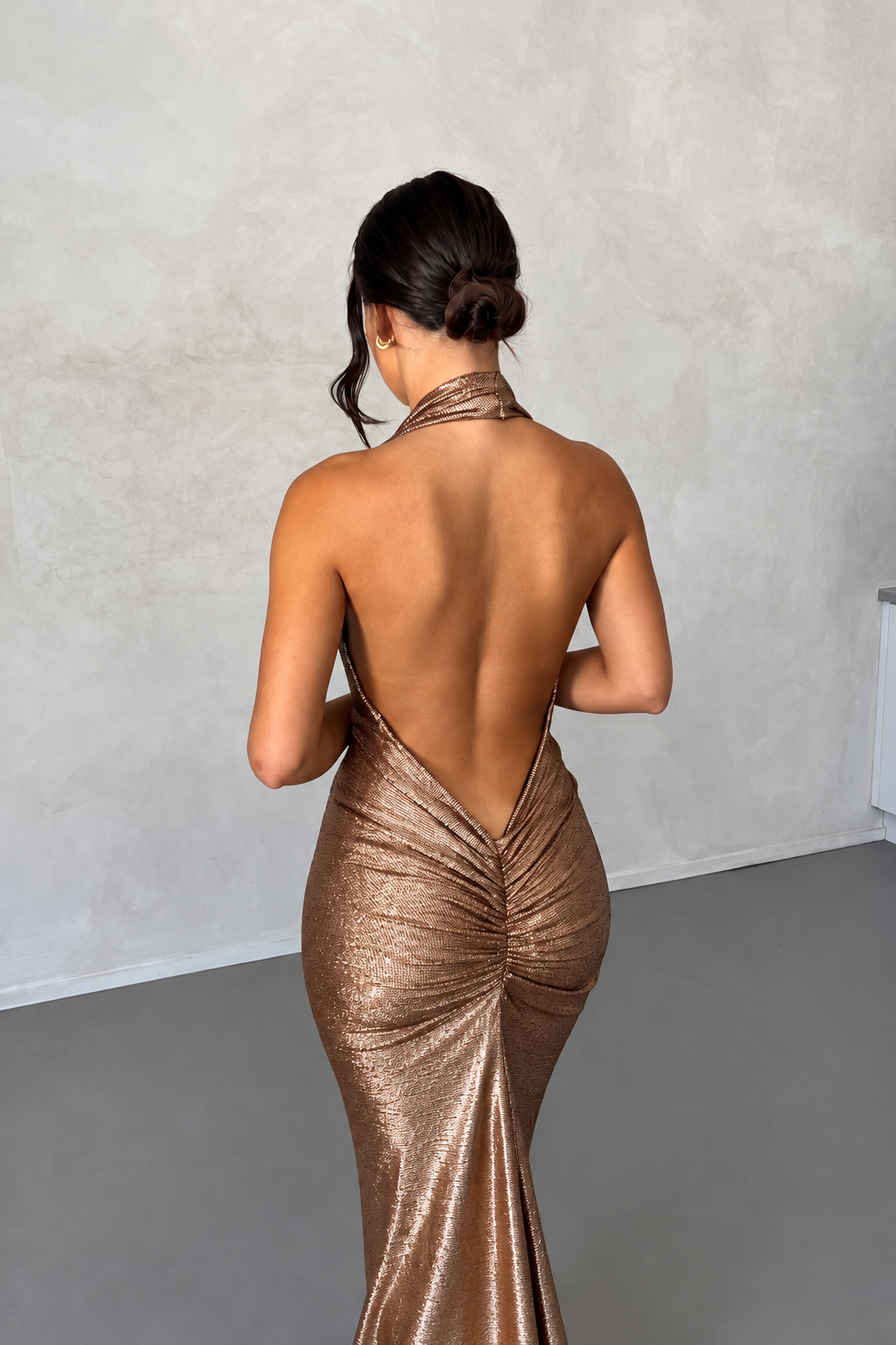 Polyester Maxi Dress Halter Backless - 9