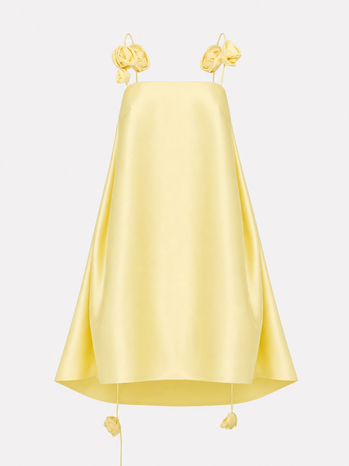 Effortless Yellow Polyester A-Line Mini Dress with Rose Straps - 1