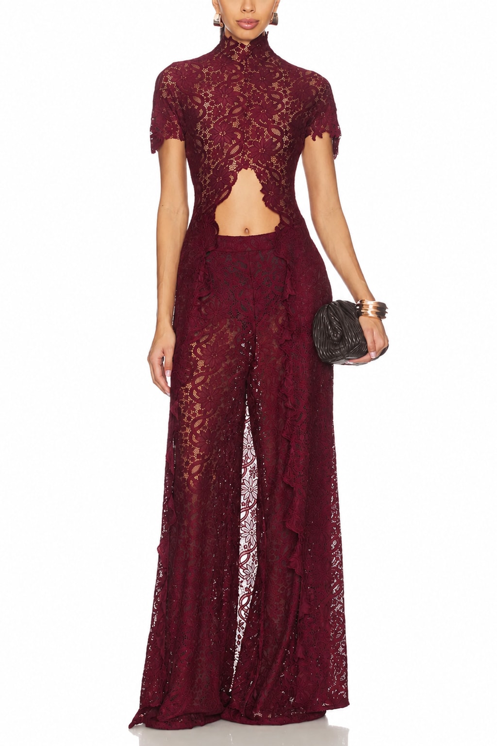 Viscose Pants Set Lace Long Coat Set - 7