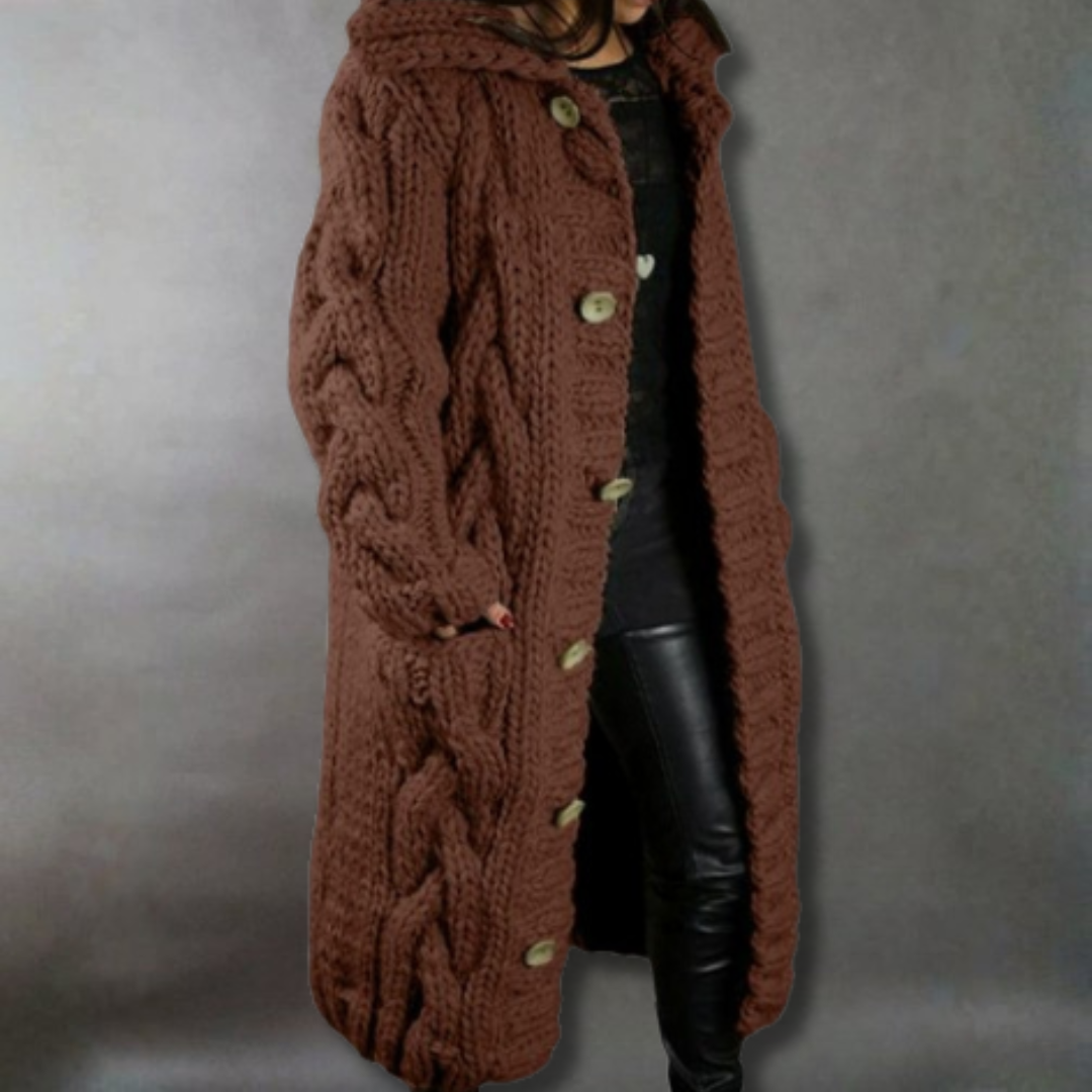 Cable Knit Longline Hooded Coat - view 10