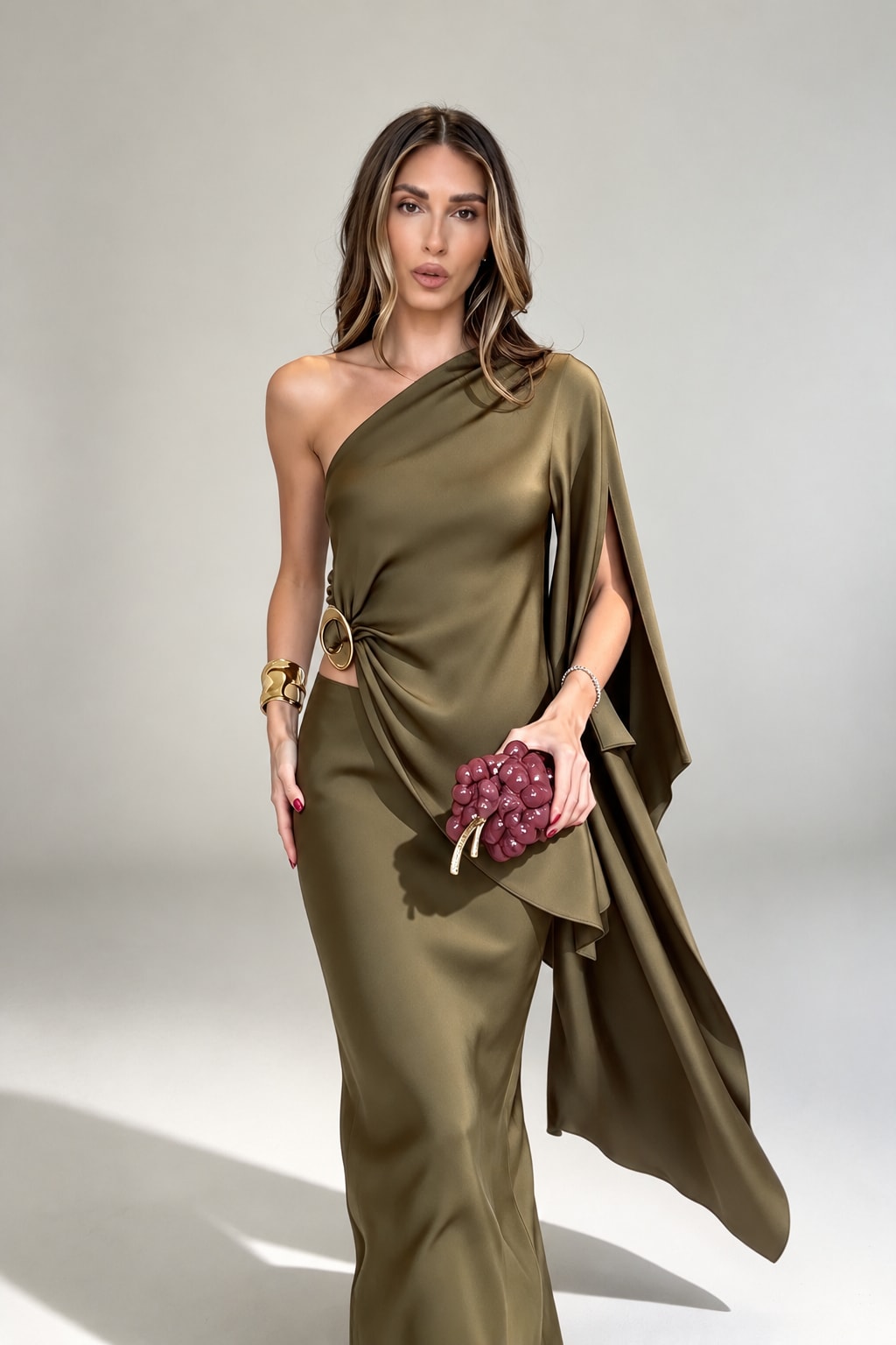 Polyester Skirt Set Asymmetric One Shoulder - 6