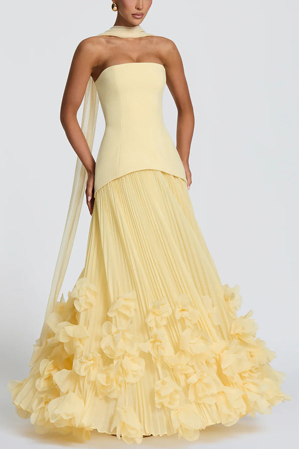 Strapless maxi gown with lace-up corset back - view 6