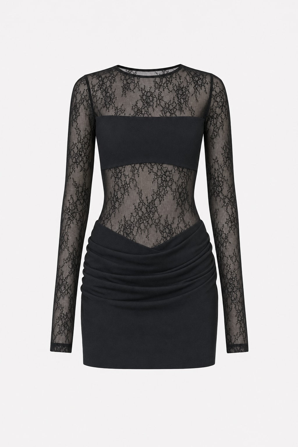 Lace Mini Dress with Fitted Stretch Silhouette - 1