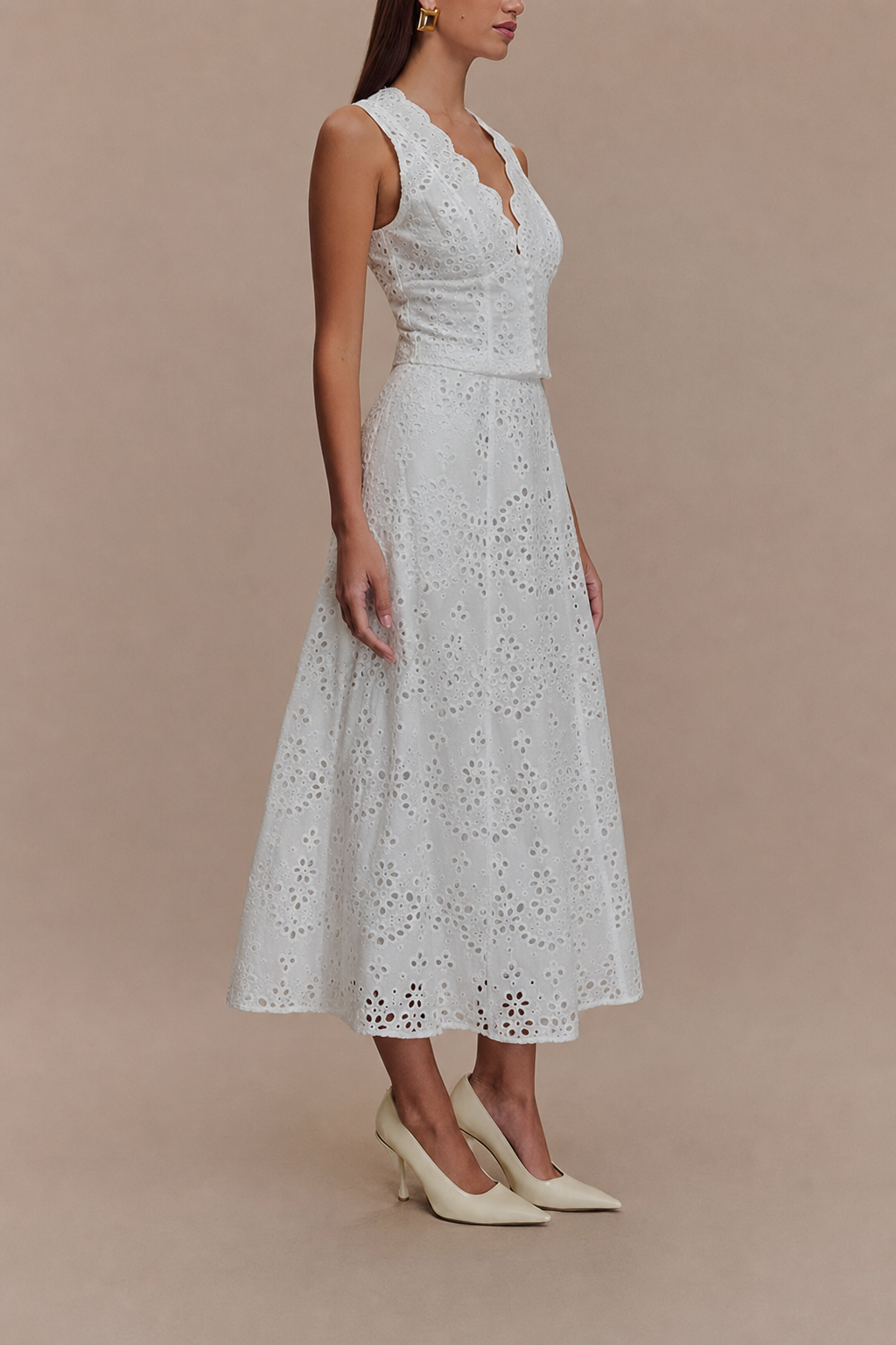 Lace V-Neck Two-Piece Midi Set - view 7