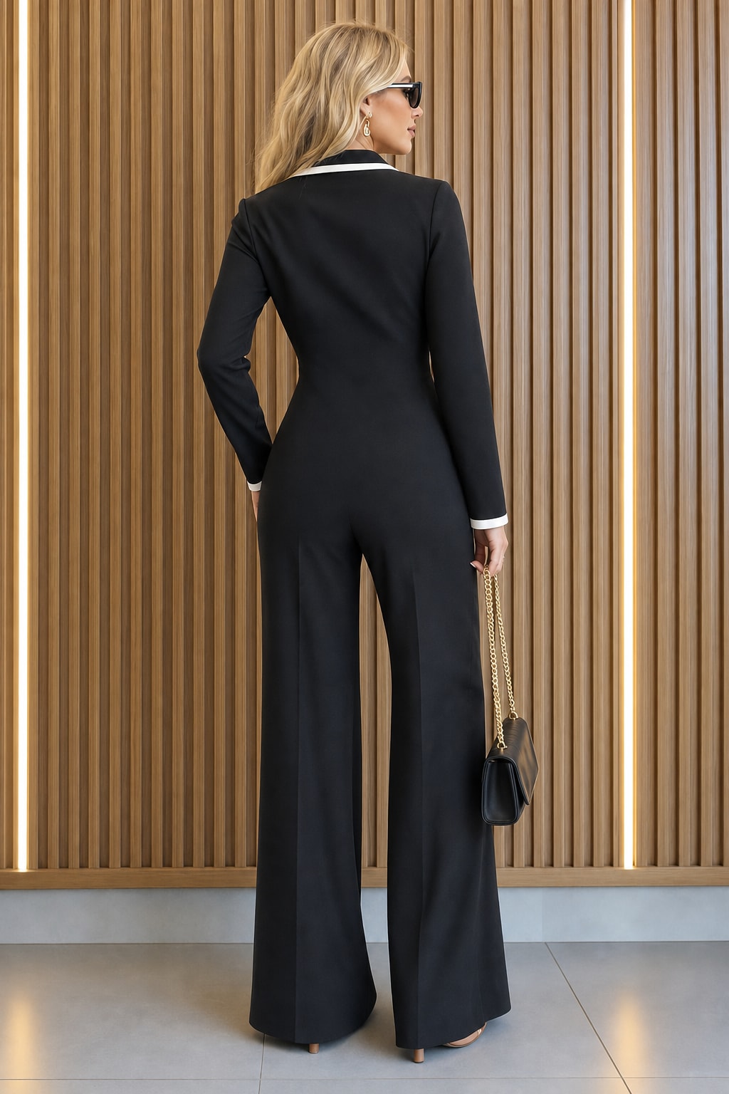 Polyester Blend Wrap Front Jumpsuit - 3