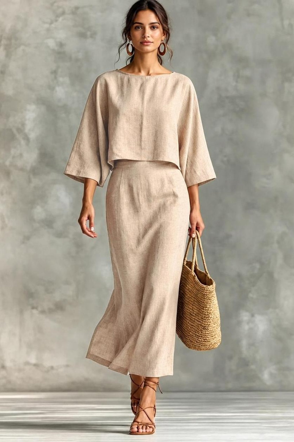 Polyester Two Piece Set With Round Neck - 2