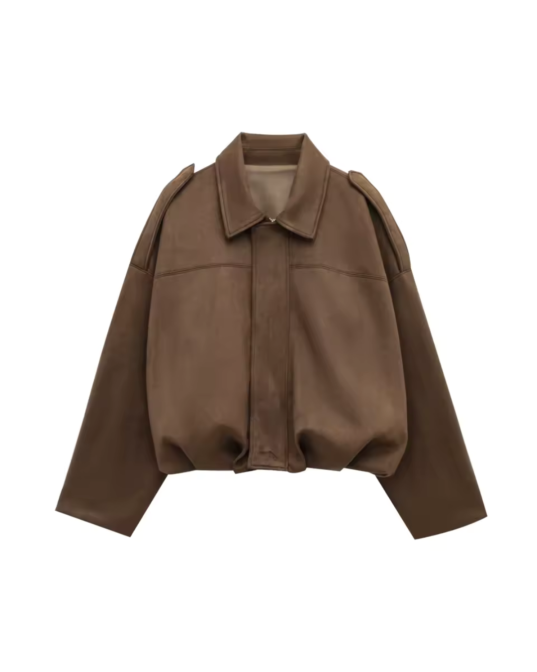 Suede-like cropped jacket with point collar - view 6