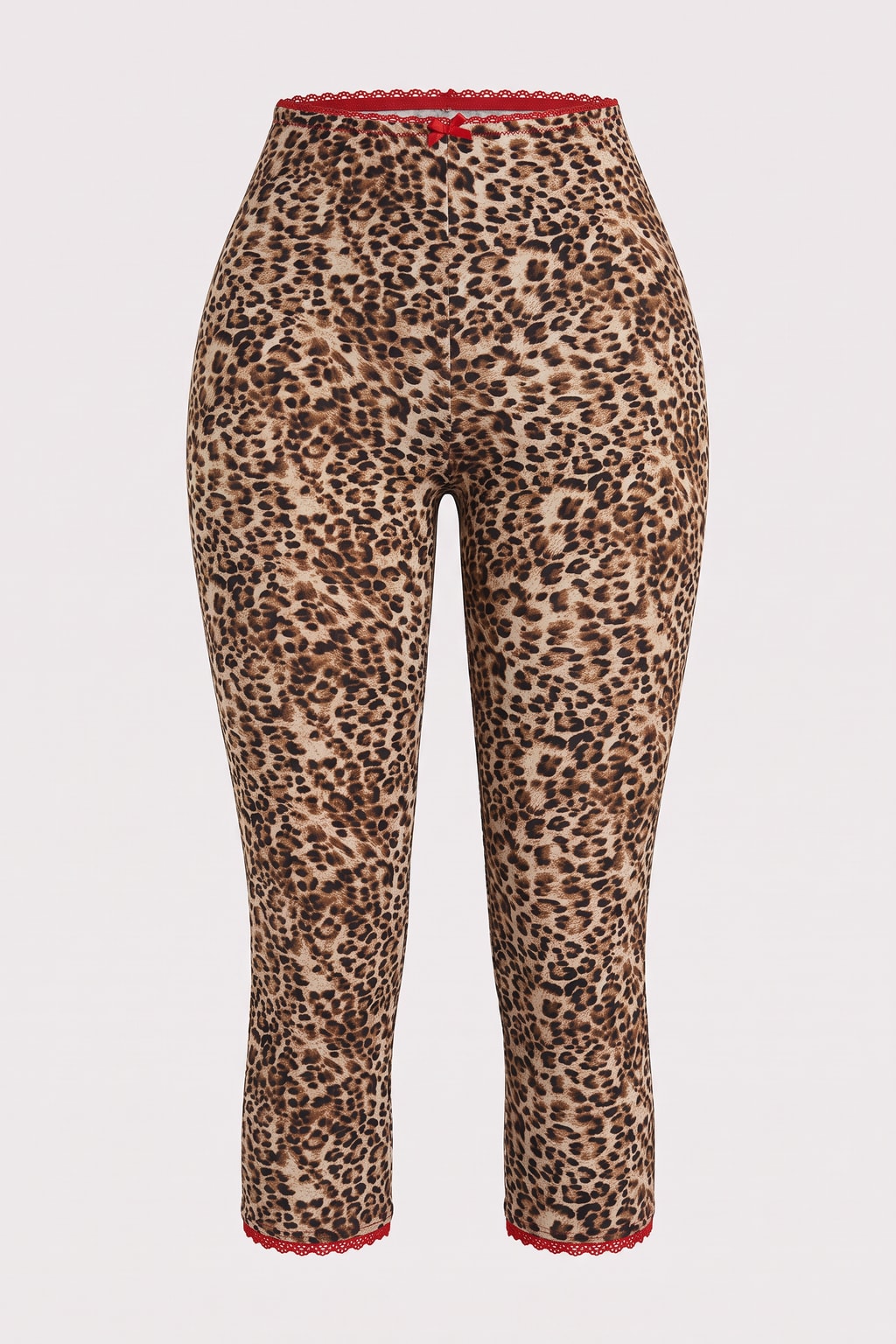 Polyester Spandex Leopard Print High Waisted Capri Pants - 1