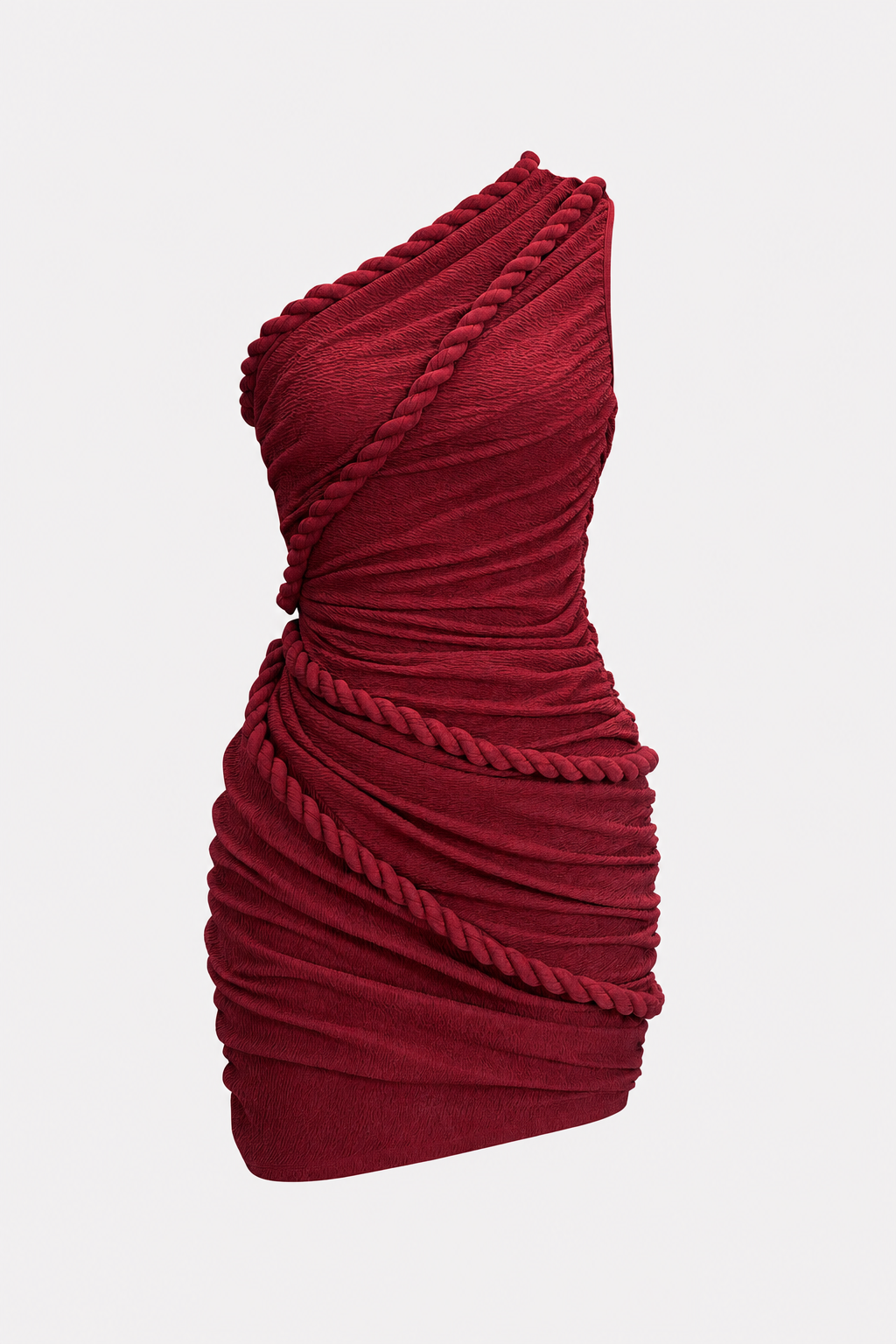 One-shoulder twist knot jersey mini dress - view 10