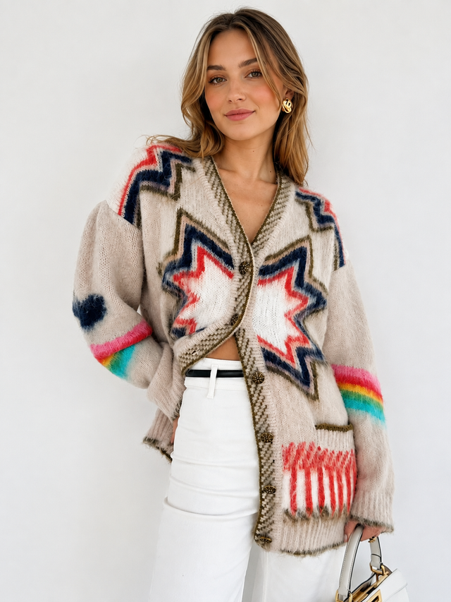 Khaki Knit Cardigan Oversized Fit - 2